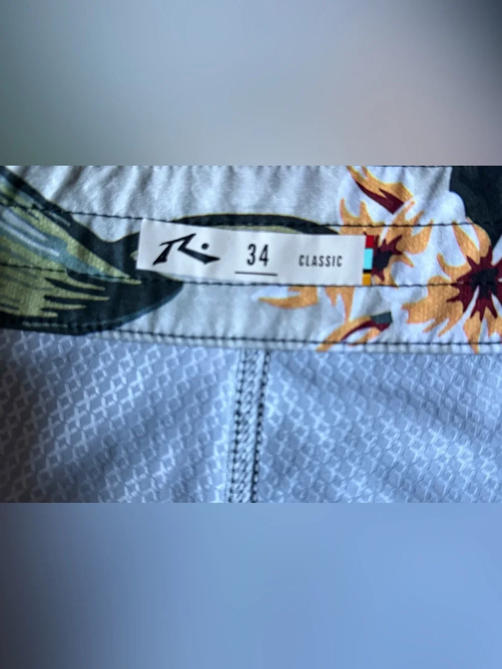 Rusty Black & White Floral Panel Swim Board Shorts size 34